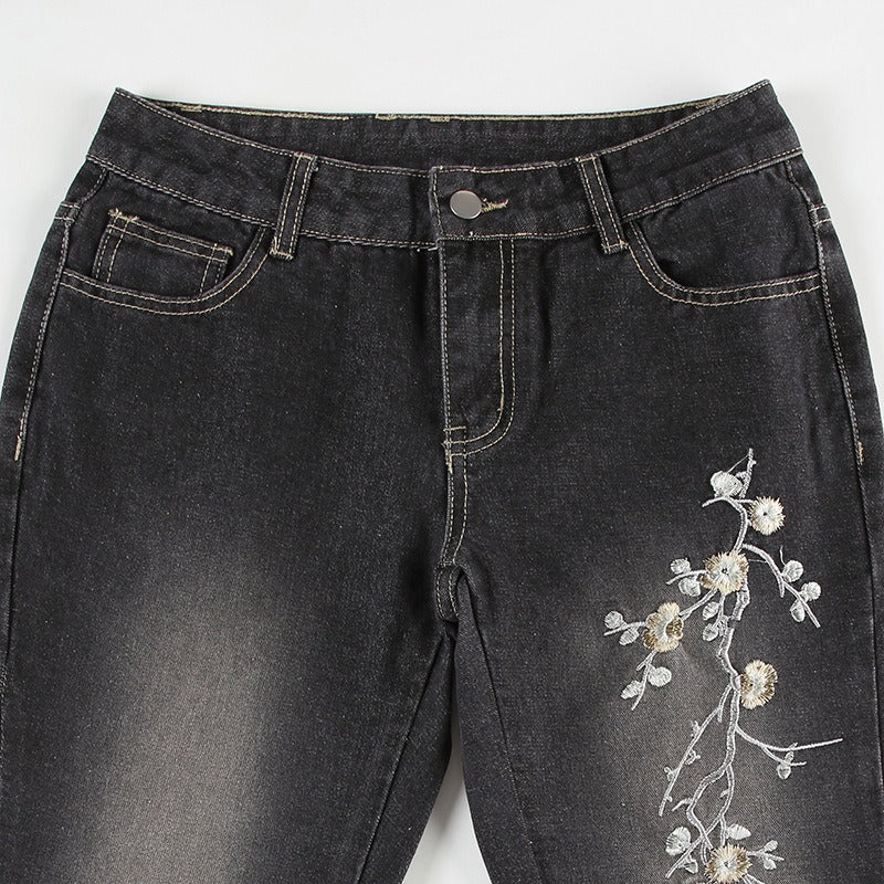 Sexy High Waist Retro Individual Butterfly Print Jeans
