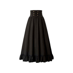 Black/Blue Panel Lace-up Skirt
