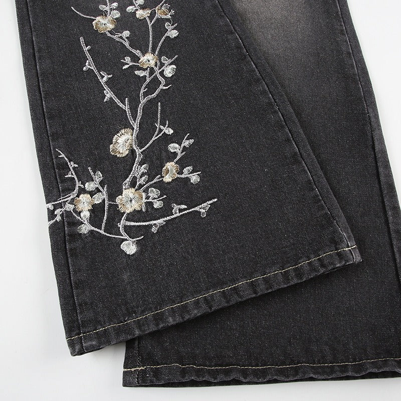 Sexy High Waist Retro Individual Butterfly Print Jeans