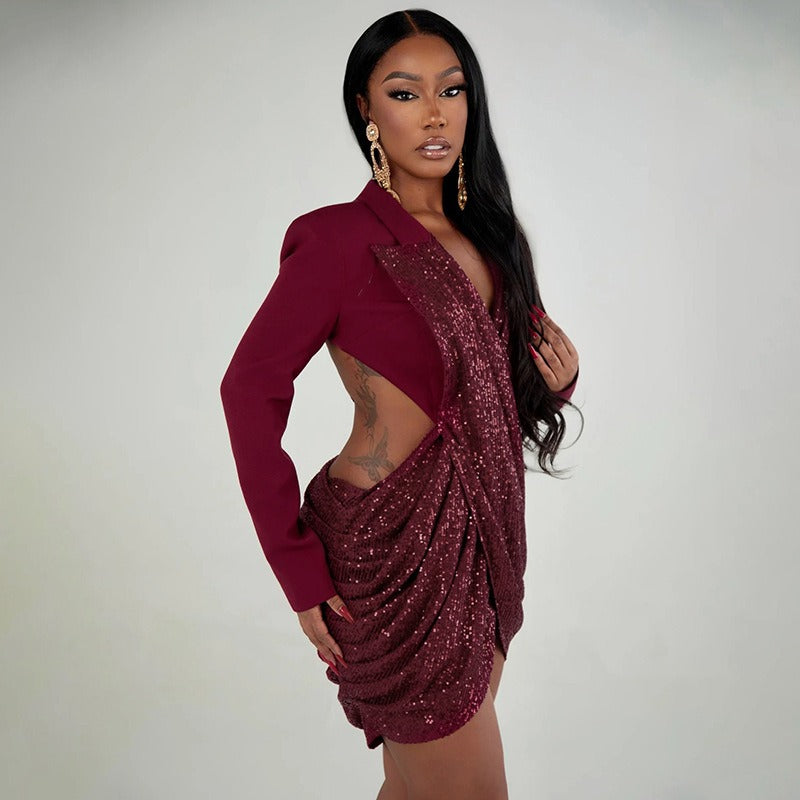 Sequin Backless Dress