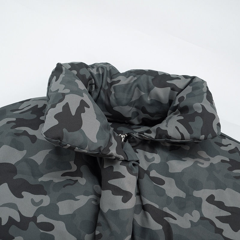 Camouflage Sleeveless Cropped Zip-Up Vest