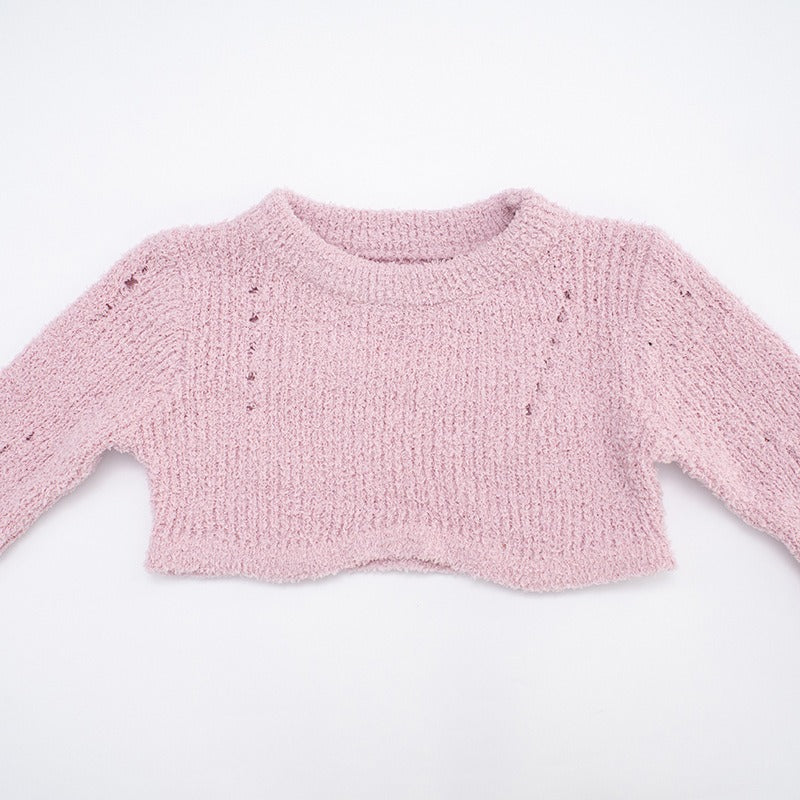 Navel-Baring Sweater Fishtail Skirt Woolen Suit