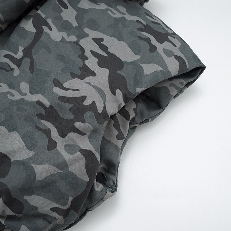 Camouflage Sleeveless Cropped Zip-Up Vest