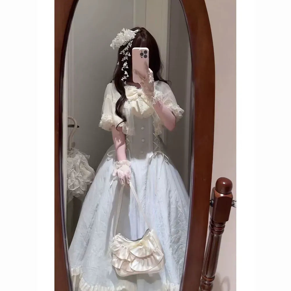 Lace Shawl Floral Dress Set