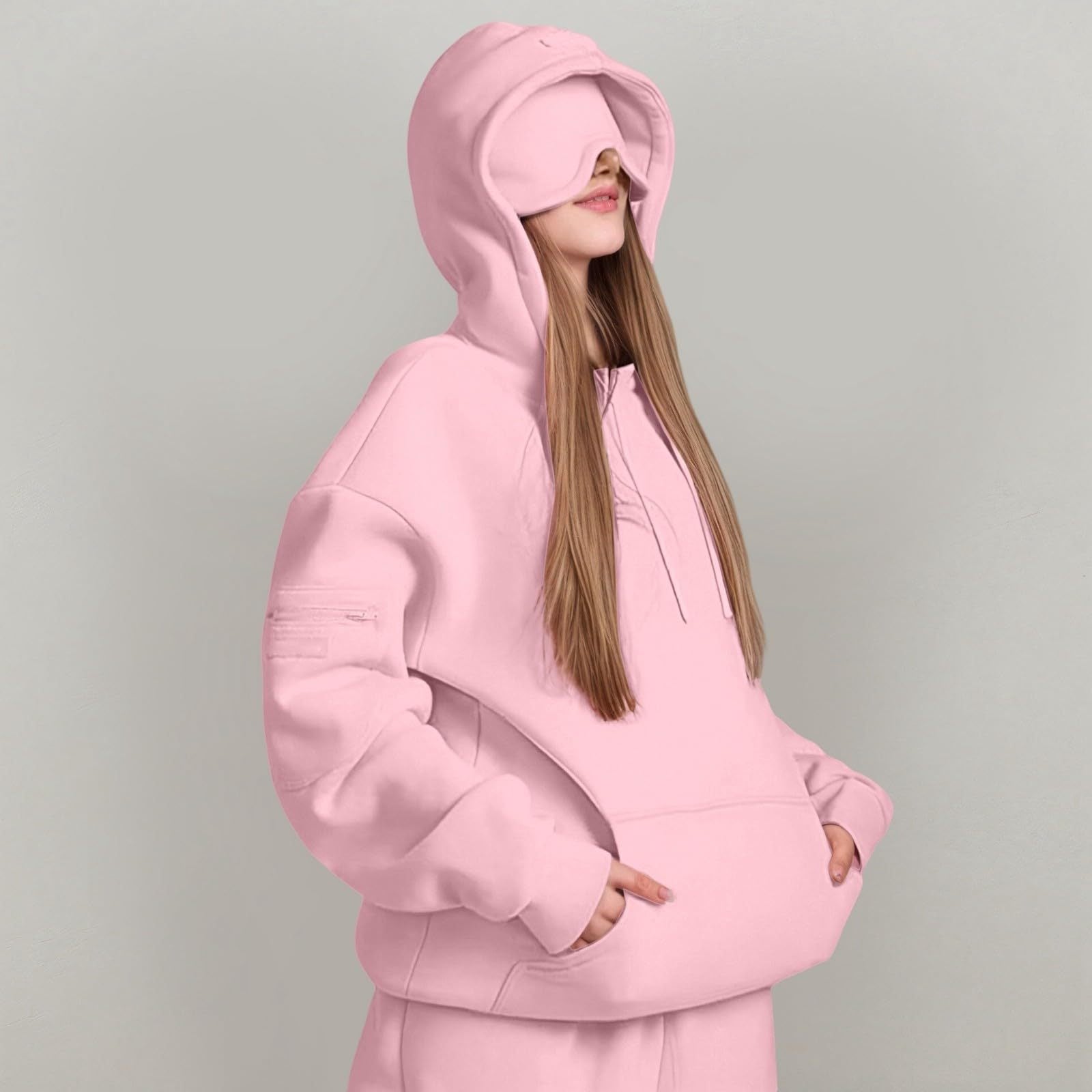 Soft Fleece Warm Drawstring Long Sleeve Hooded Sweatshirt