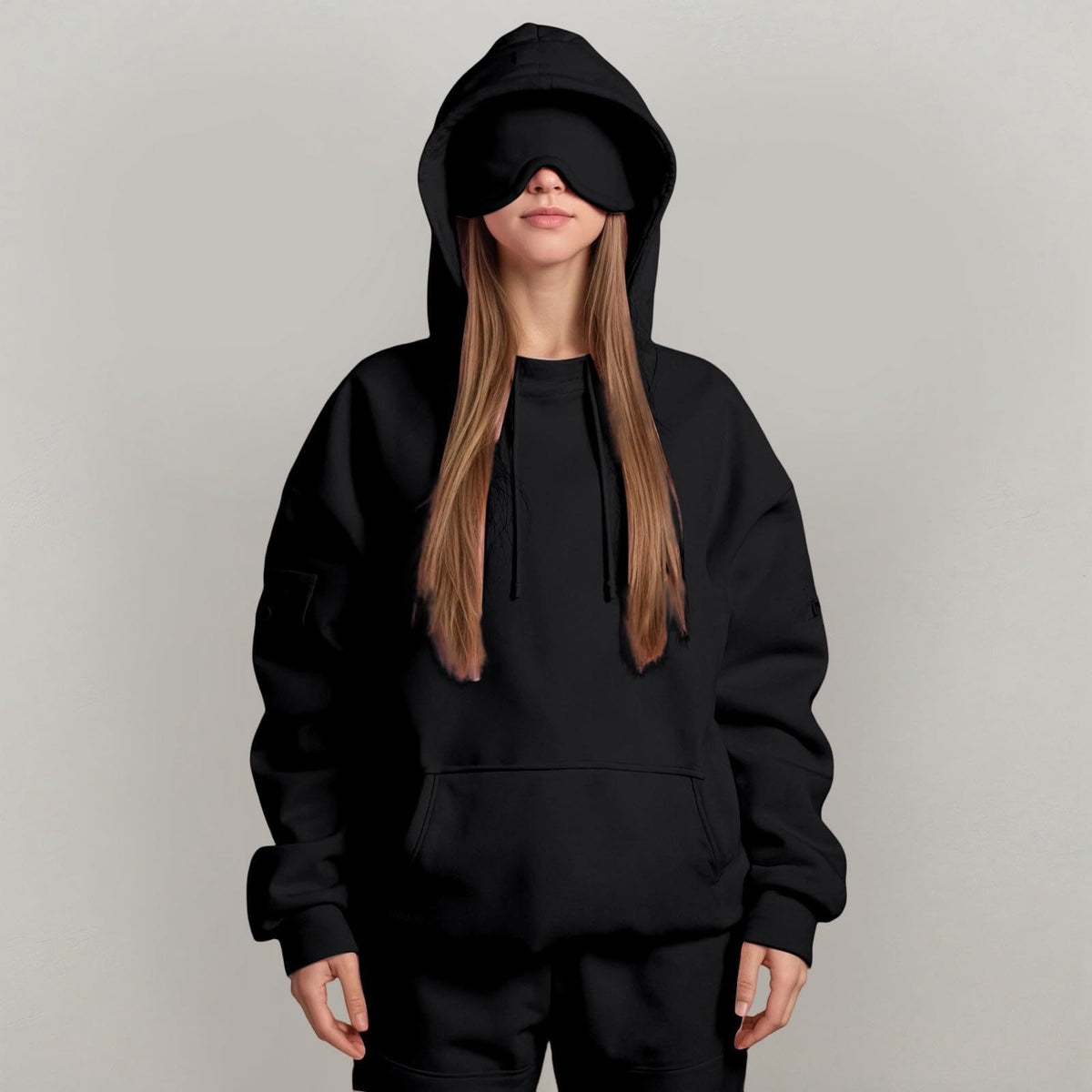 Soft Fleece Warm Drawstring Long Sleeve Hooded Sweatshirt