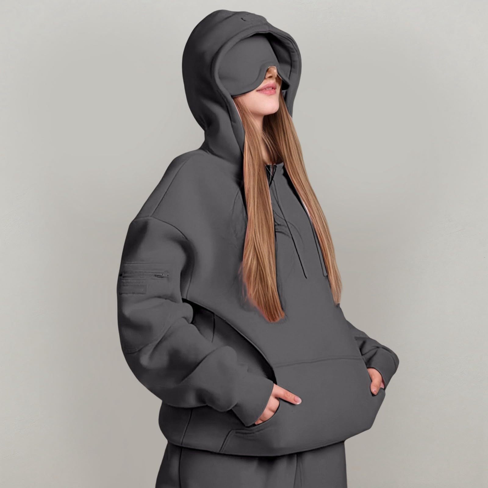 Soft Fleece Warm Drawstring Long Sleeve Hooded Sweatshirt