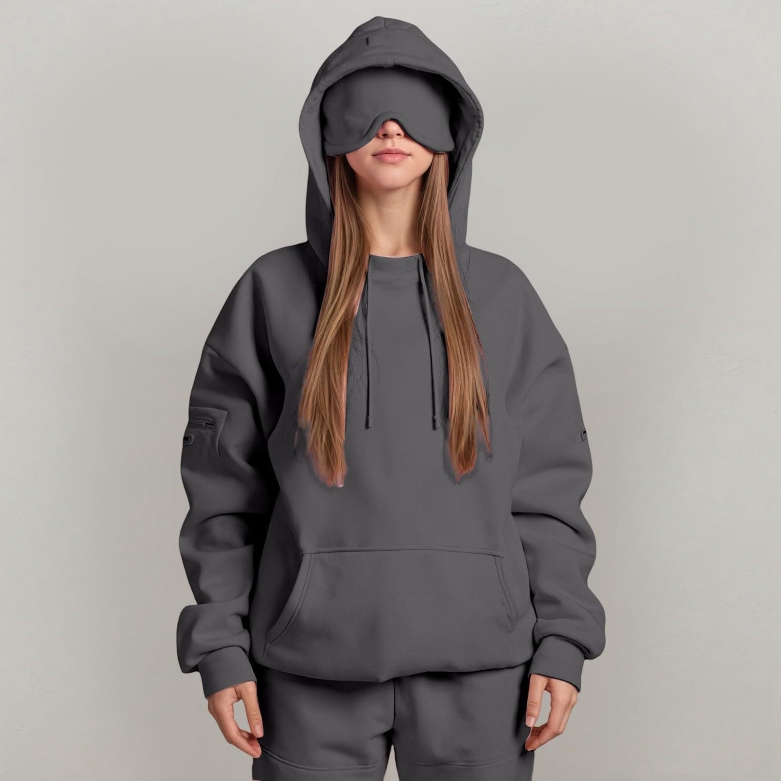 Soft Fleece Warm Drawstring Long Sleeve Hooded Sweatshirt