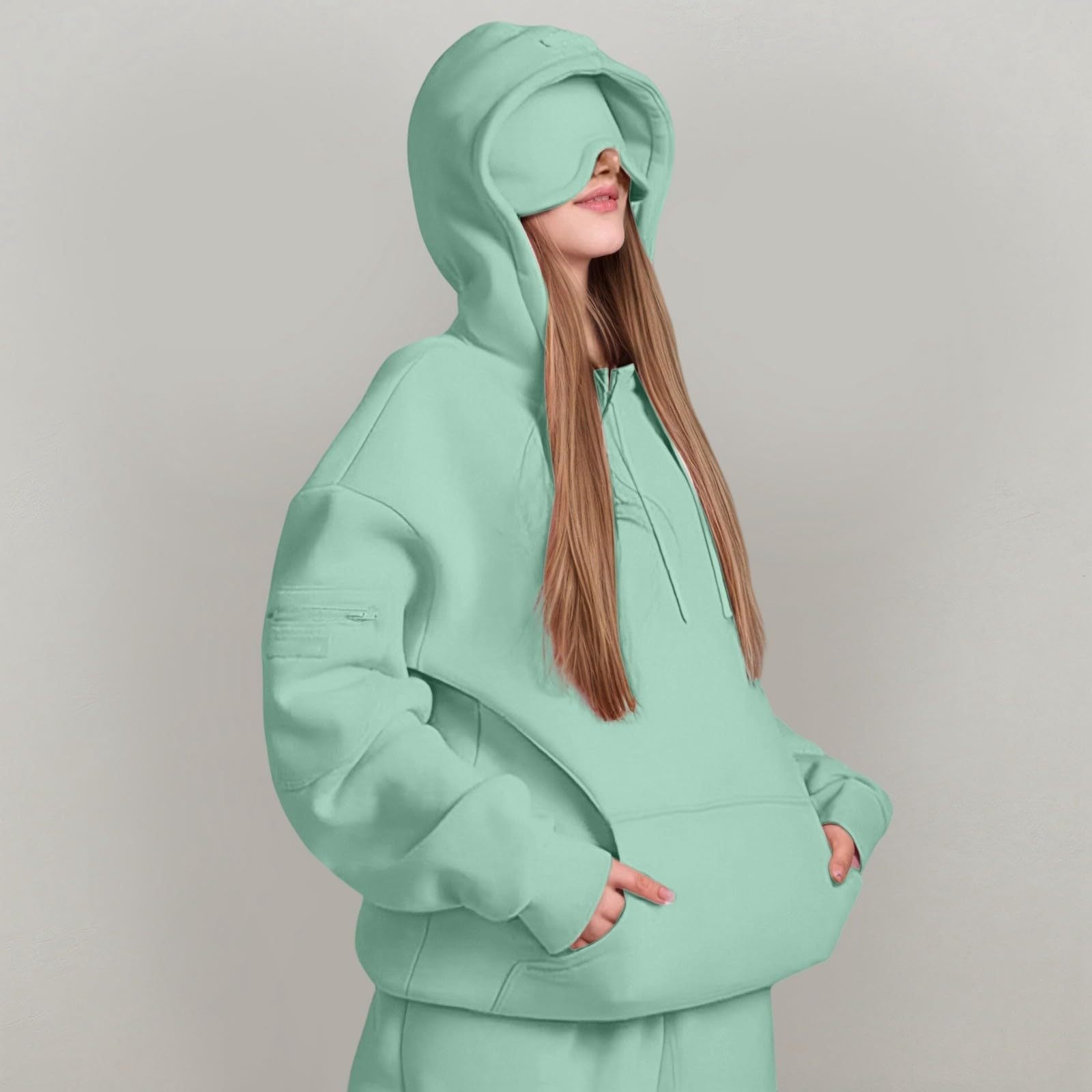 Soft Fleece Warm Drawstring Long Sleeve Hooded Sweatshirt