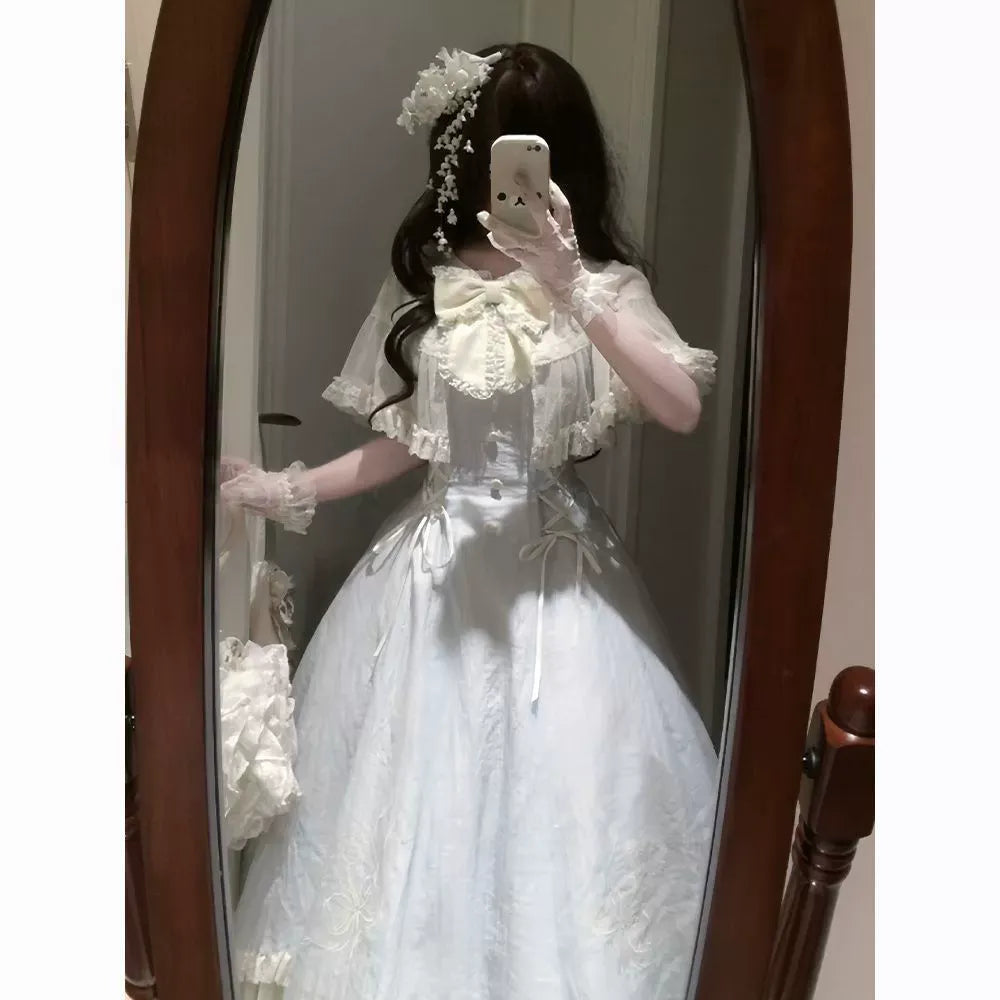 Lace Shawl Floral Dress Set