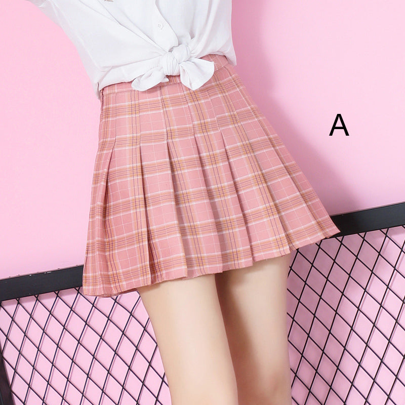 Students Grid Pleated Skirt