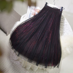 Japanese Sequin Mesh Pleated Skirt