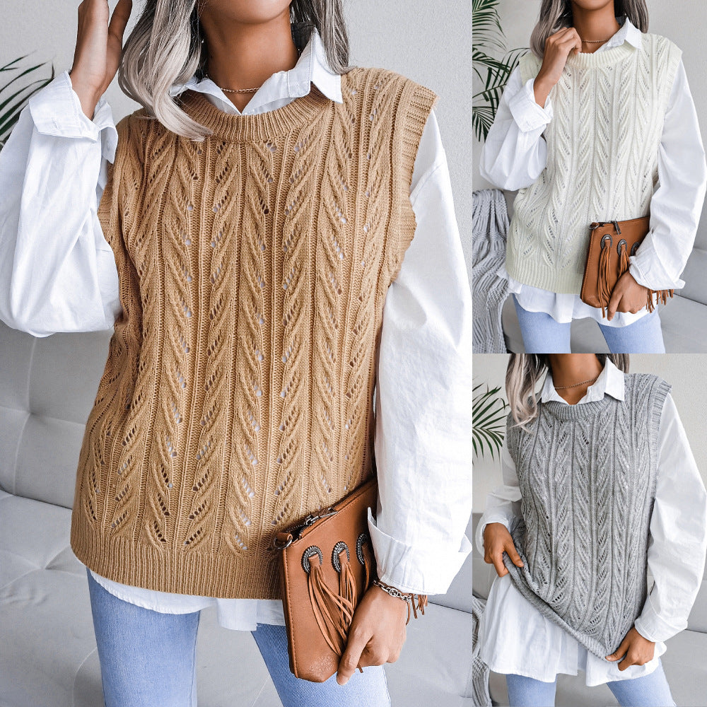 Hollow Leaf Casual Knitted Sweater