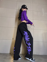 Punk Letter Print Straight Leg Sweatpants