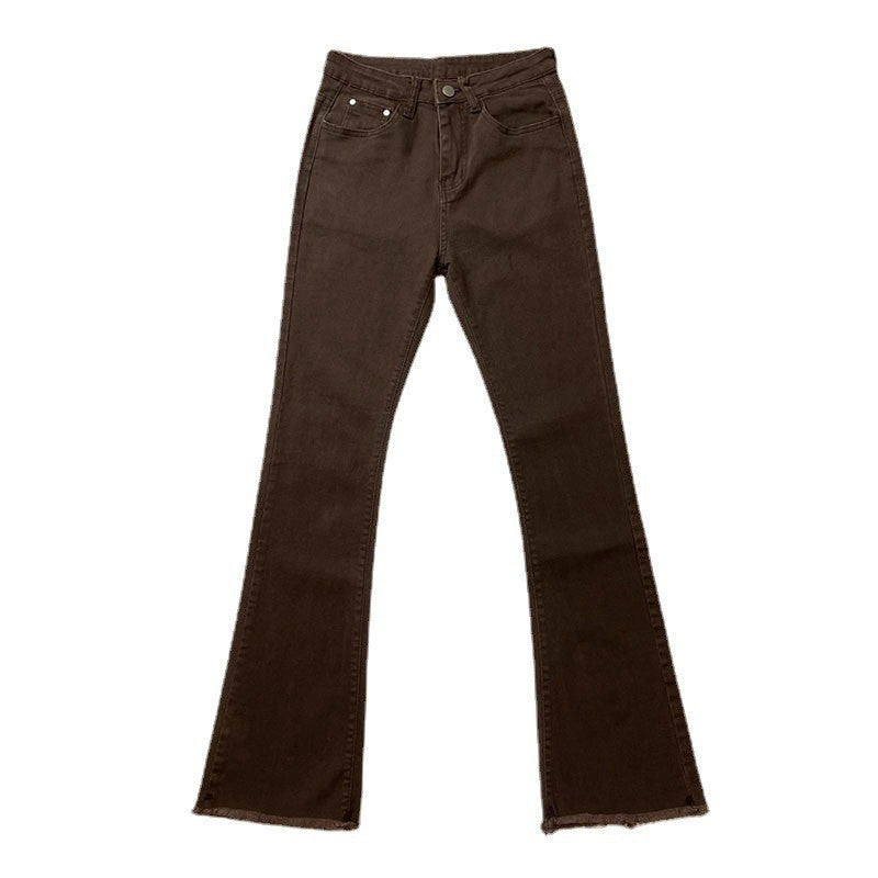 Dark Brown Skinny Flared Pants