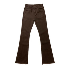 Dark Brown Skinny Flared Pants