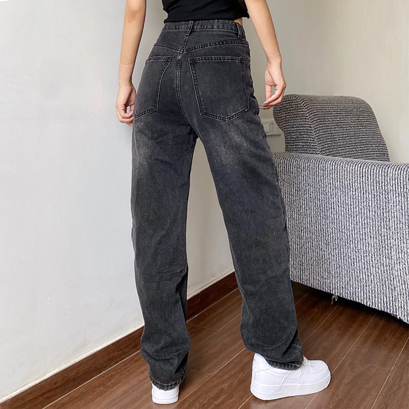 High Waist Straight-leg Jeans