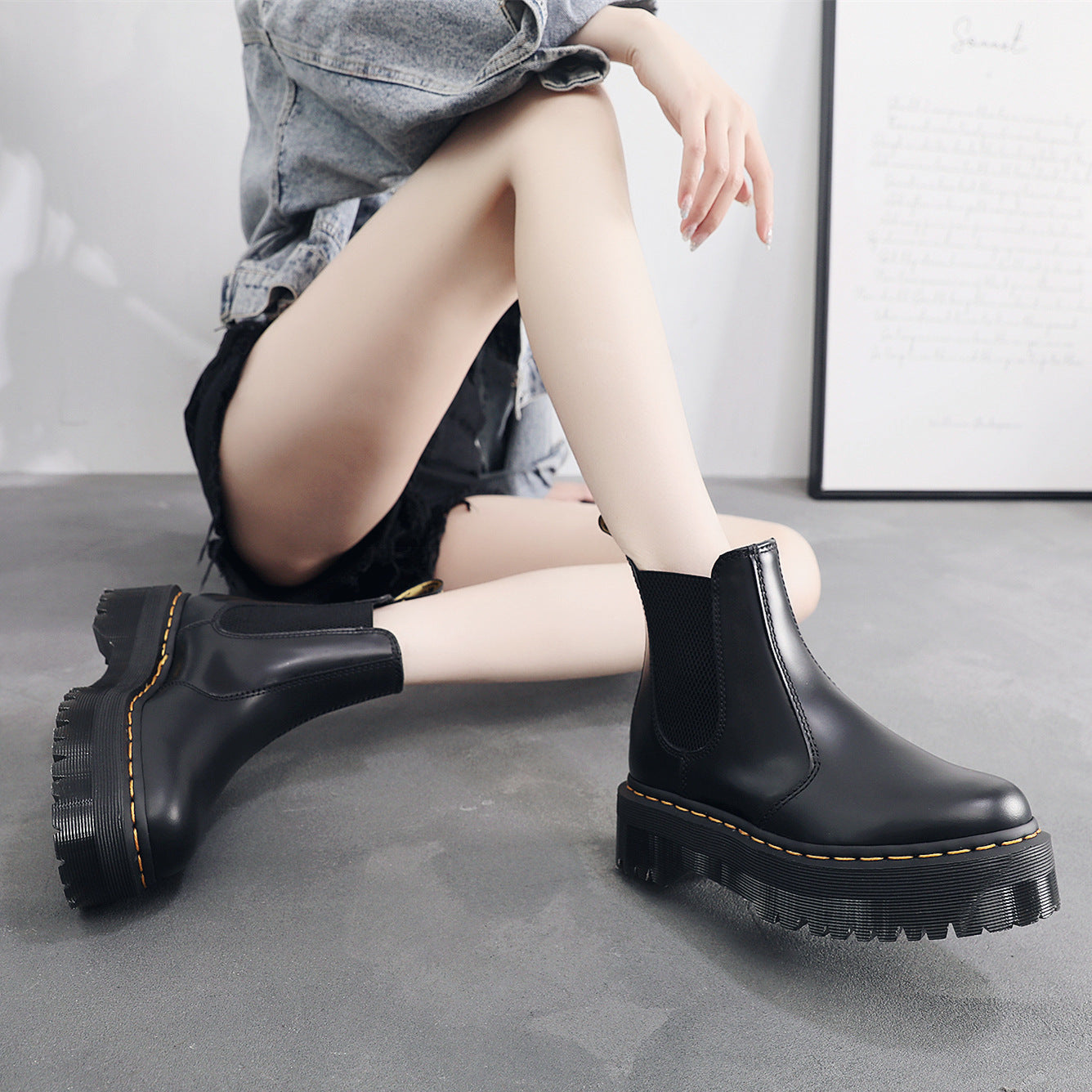 Leather Platform Martin Boots