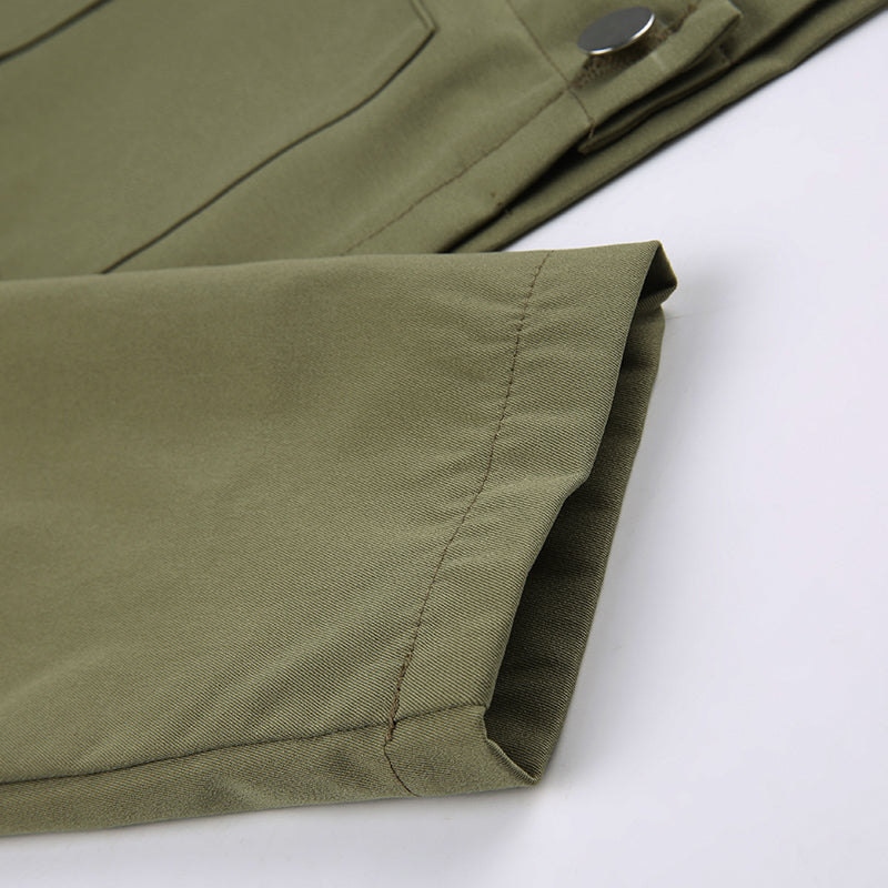 Army Green Cargo Cropped Jacket