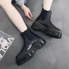 Leather Platform Martin Boots