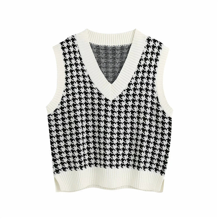 Houndstooth knitted Sweater