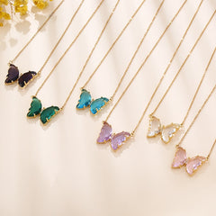 Crystal glass butterfly necklace