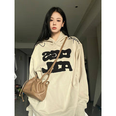 Toweling Letter Embroidered Oversized Hoodie