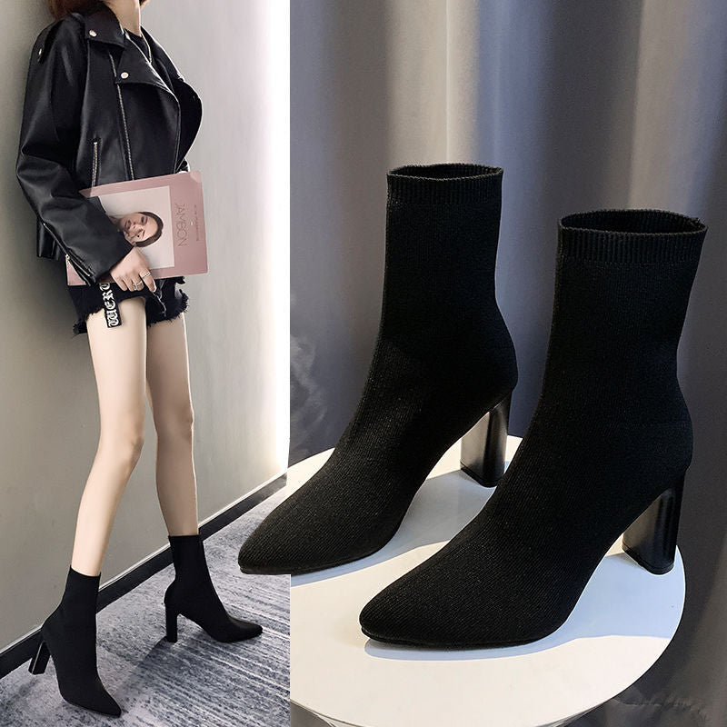 Stretch Knit Socks Boots