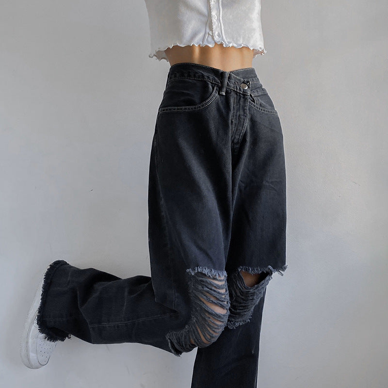 High-waisted Straight Leg Jeans