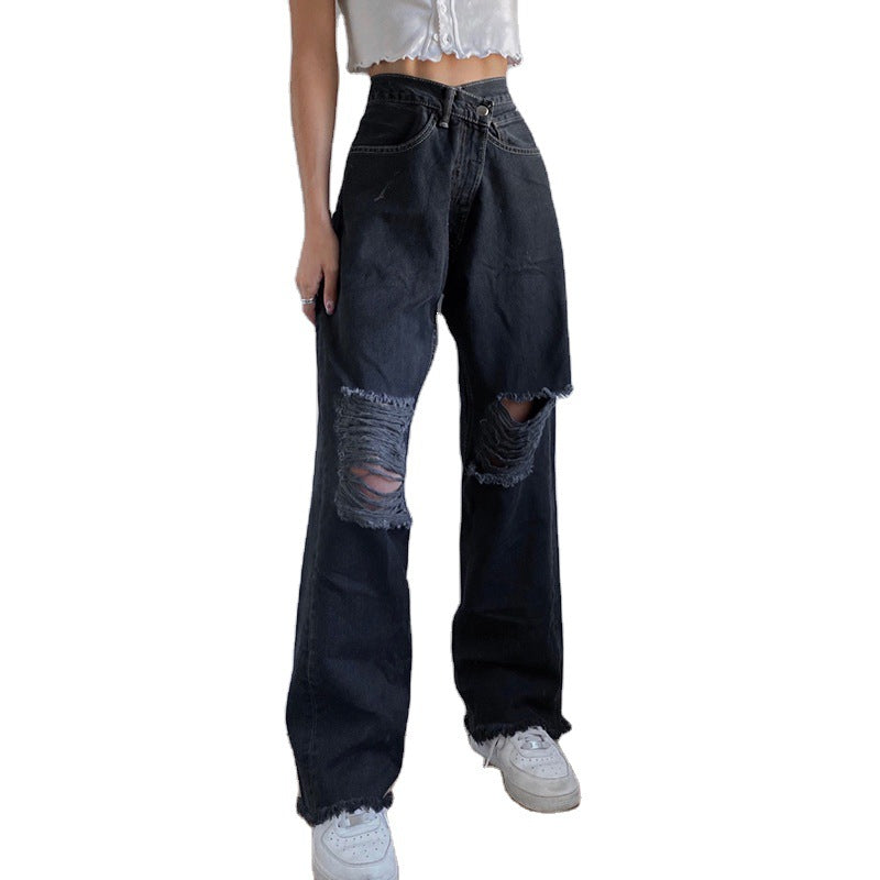 High-waisted Straight Leg Jeans