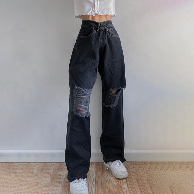 High-waisted Straight Leg Jeans