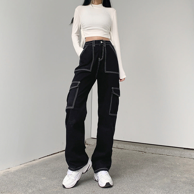 Black Straight High-rise Jeans