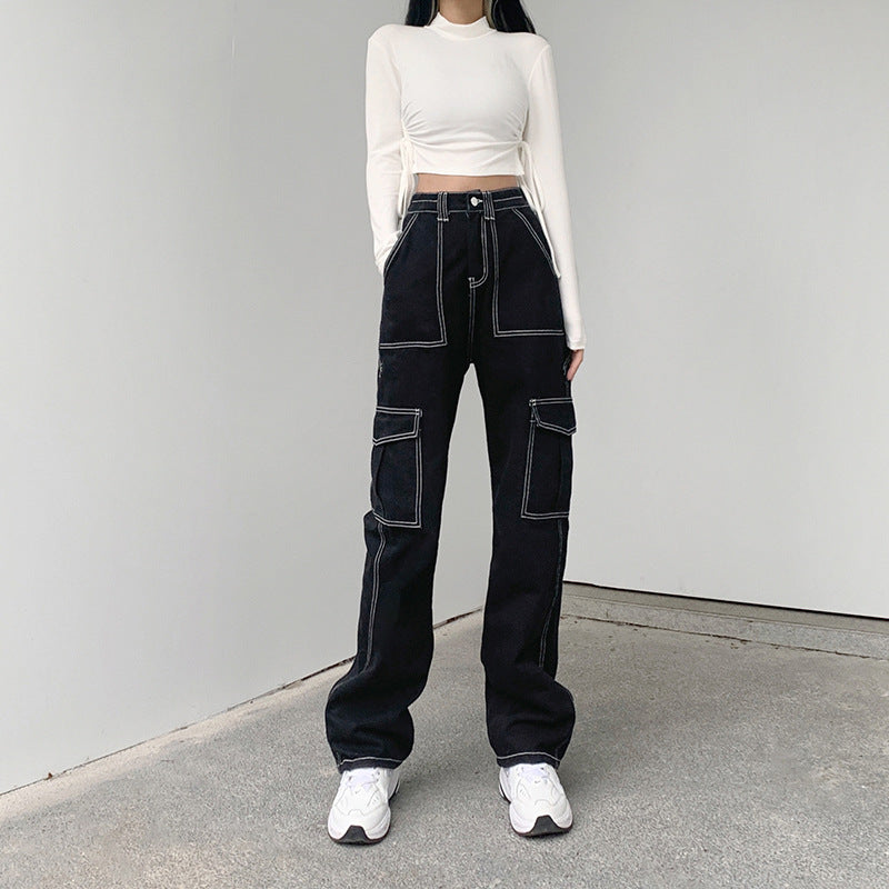 Black Straight High-rise Jeans