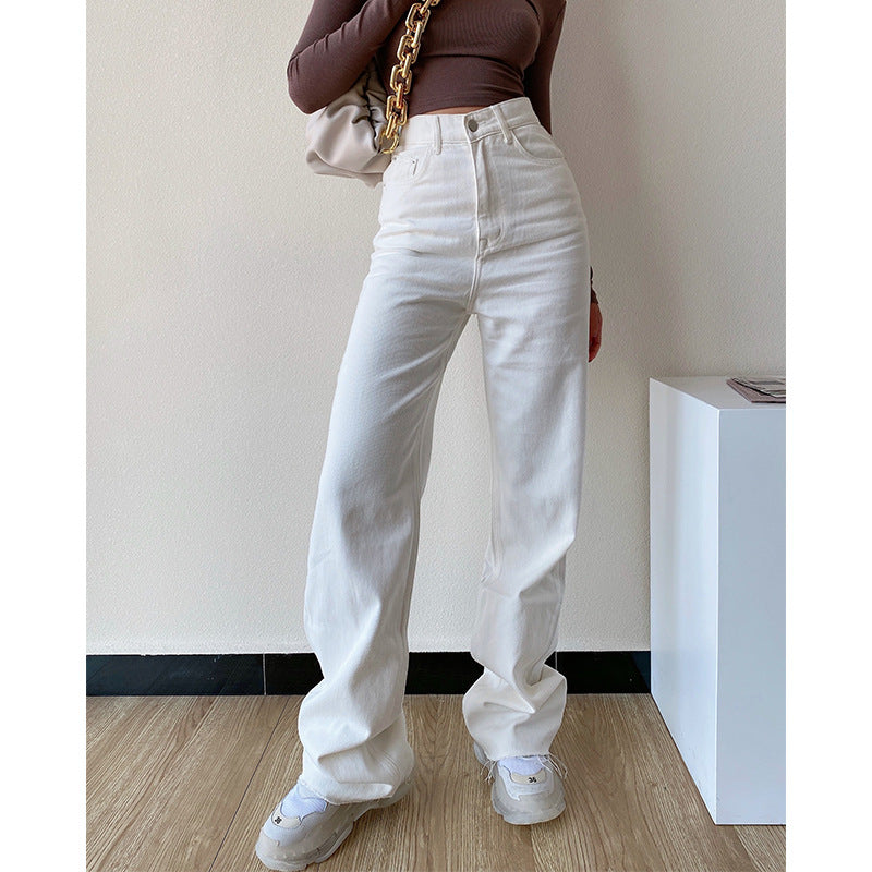 Loose High Waist Skinny White Jeans