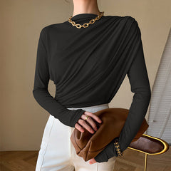 Pleated Bottoming Shirt Casual Collar