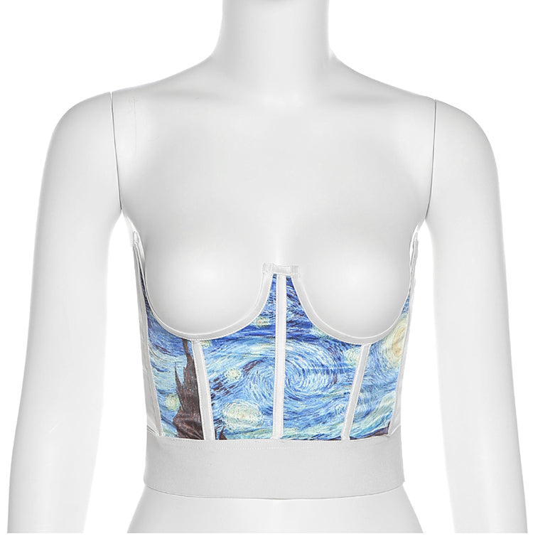 French Oil Painting Waist Top