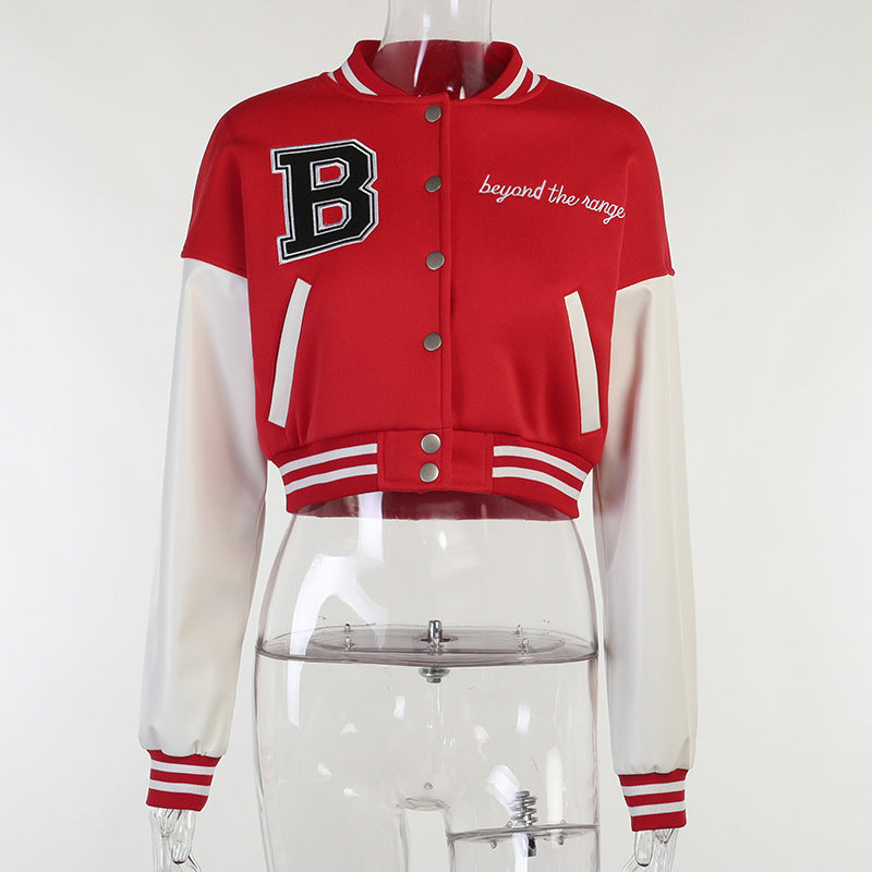 Leather Long-sleeved Baseball Uniform Jacket