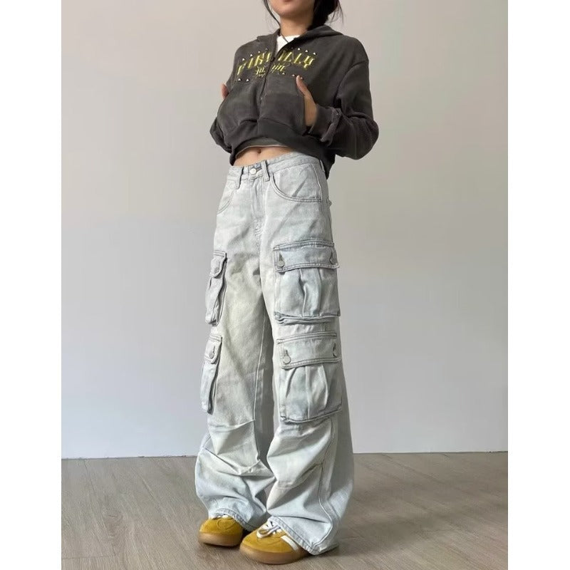 Multi Pockets Vintage Baggy Cargo Jeans