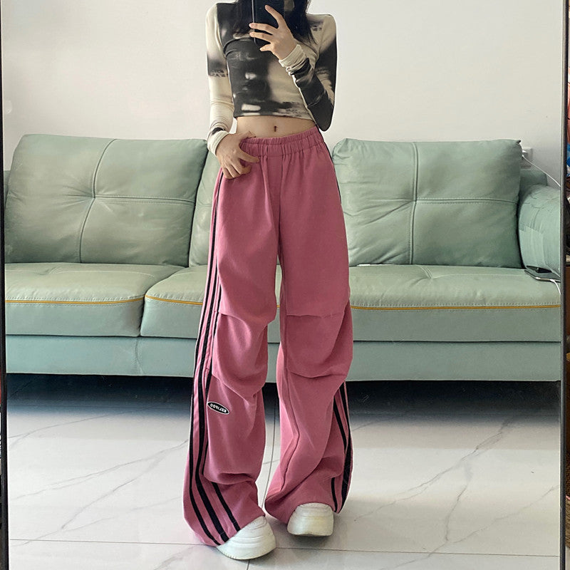 Vintage Pleated Piping Details Sweatpants