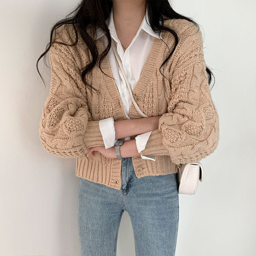 Cable Knit Button Down Cardigan