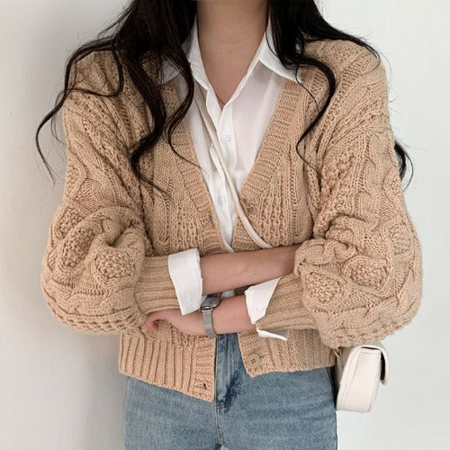 Cable Knit Button Down Cardigan