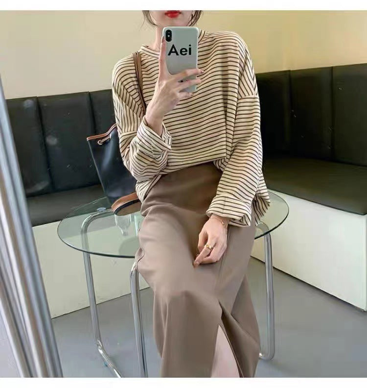 Aesthetic Striped Oversized Long Sleeve Tee