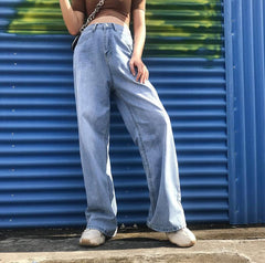 High-waist Denim Wide-leg Jeans