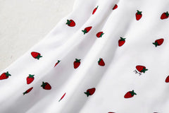 strawberries printed suspender long dress