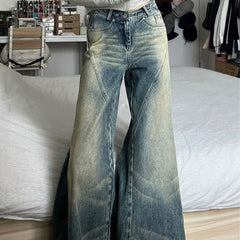 Distressed Washed Splice Design Loose Boyfriend Jeans