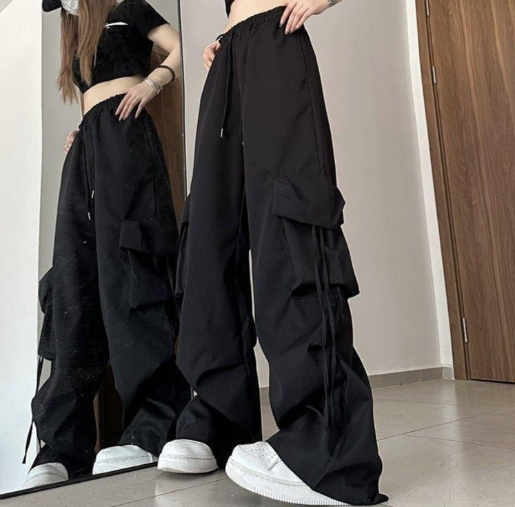 Baggy Drawstring Parachute Cargo Pants