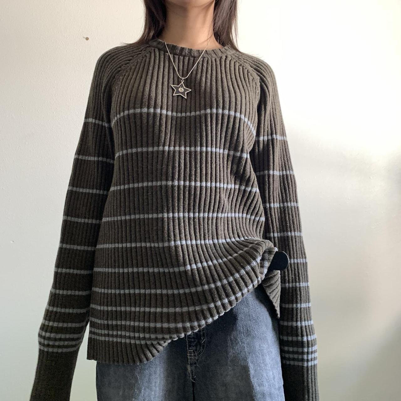 Striped Ribbed Pullover Knit Sweater