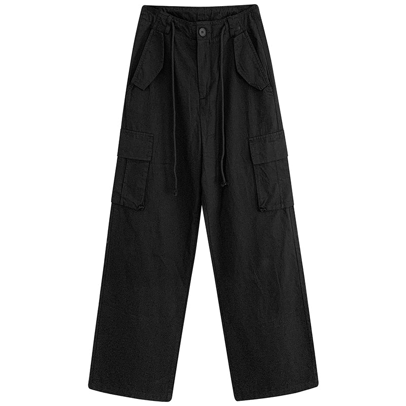 Buttoned Straight-Leg Cargo Pants