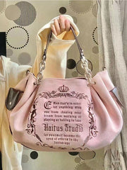 Embroidered Large Canvas Fairycore Crossbody Bag