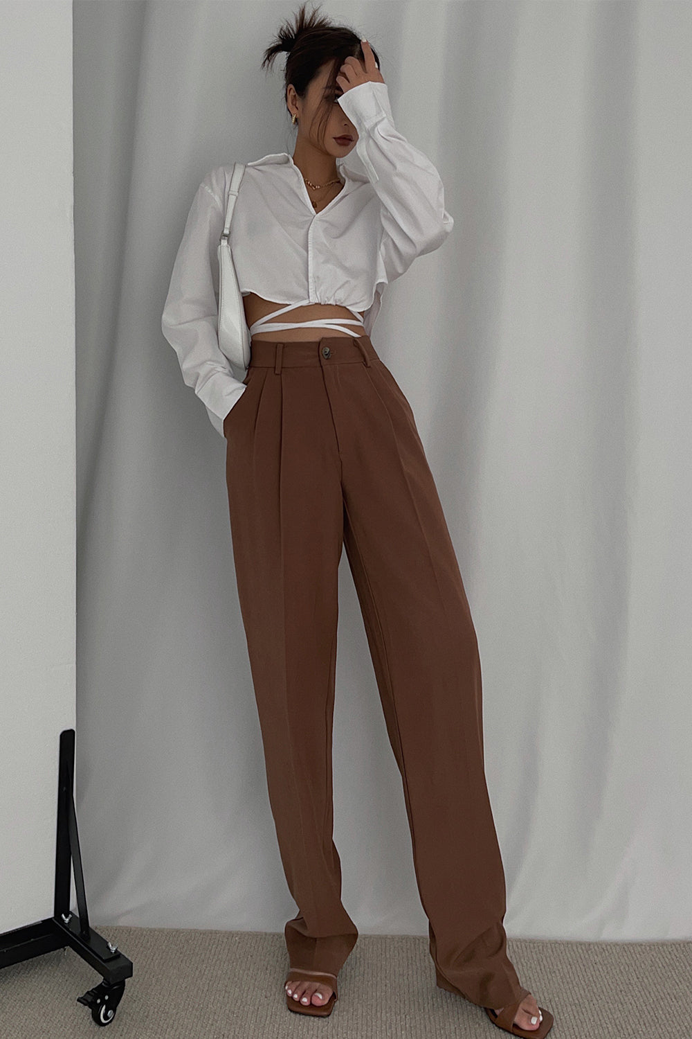 High Waist Loose Straight Drape Mopping Trousers